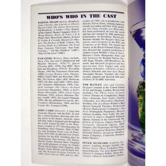 Stanley Playbill March 1997 Pam Gems Barton Tinapp Anthony Sher Royal National - Picture 6 of 7